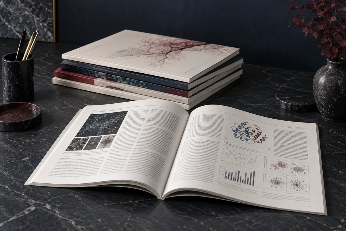 Scientific journals concept